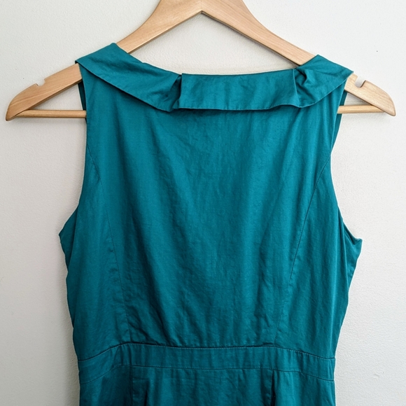 J Crew Blakely Dress, Sleeveless, Ruffle, Cyan Green, Women's Size 0 - Picture 4 of 10